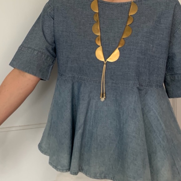 AG Adriano Goldschmeid chambray peplum top - Picture 9 of 9